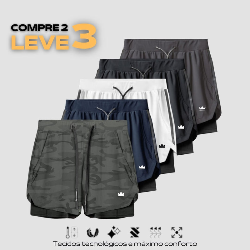 '- Kit Shorts Dry-Fit™ de Compress - COMPRE 2 LEVE 3 + Brinde