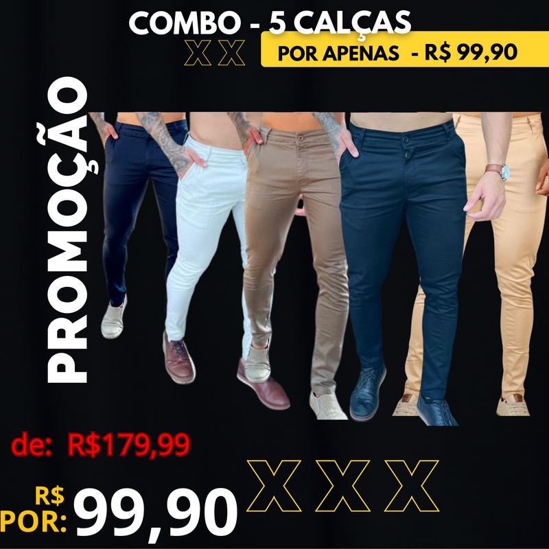 Calça Alfaiataria Slim Premium Combo 5 UN