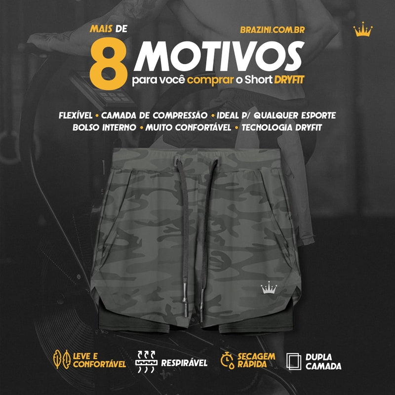 '- Kit Campeão: 2 Shorts Dry-Fit™ de Compressão + 2 Camisetas Tech DryFit™ BZN + Brinde