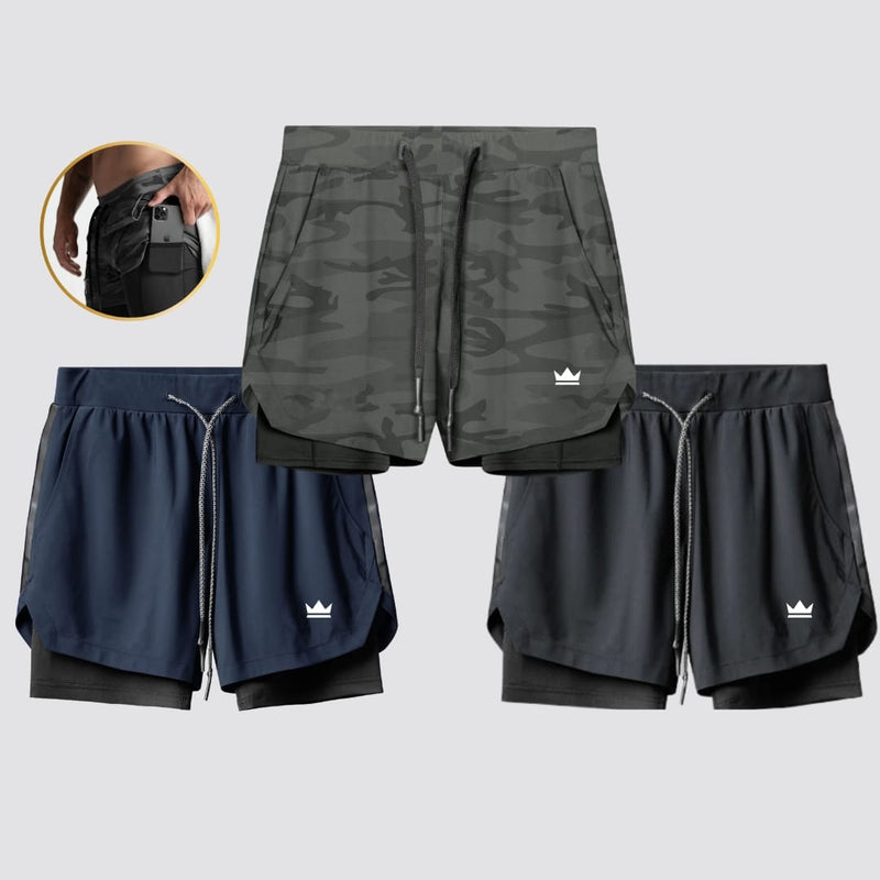 '- Kit Shorts Dry-Fit™ de Compress - COMPRE 2 LEVE 3 + Brinde